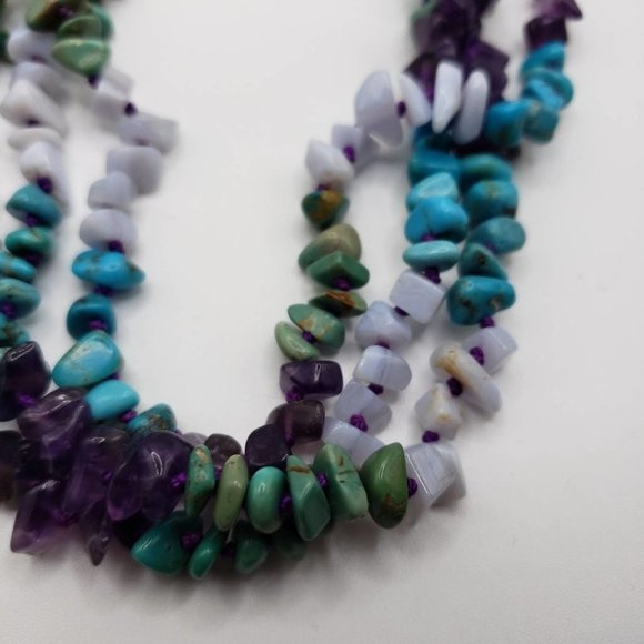 VTG Native American Turquoise & Amethyst Necklace - Picture 9 of 12